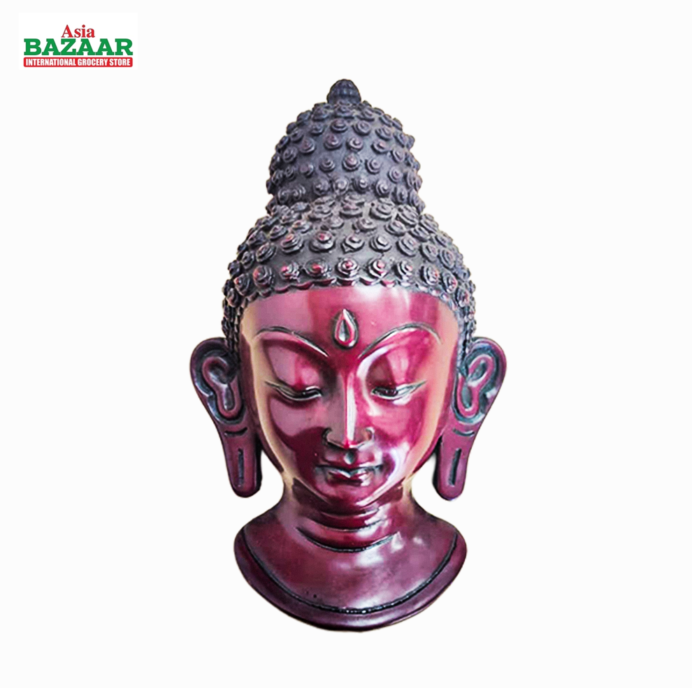 Handcrafted Nepali Wooden Buddha Head Statue - Traditional Artisan Carved Meditation Decor