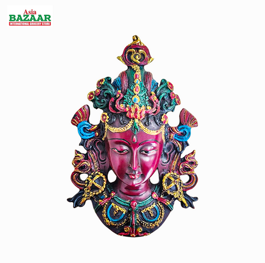 Handcrafted Nepali Red Devi Wall Statue – Traditional Himalayan Goddess Wooden Decor