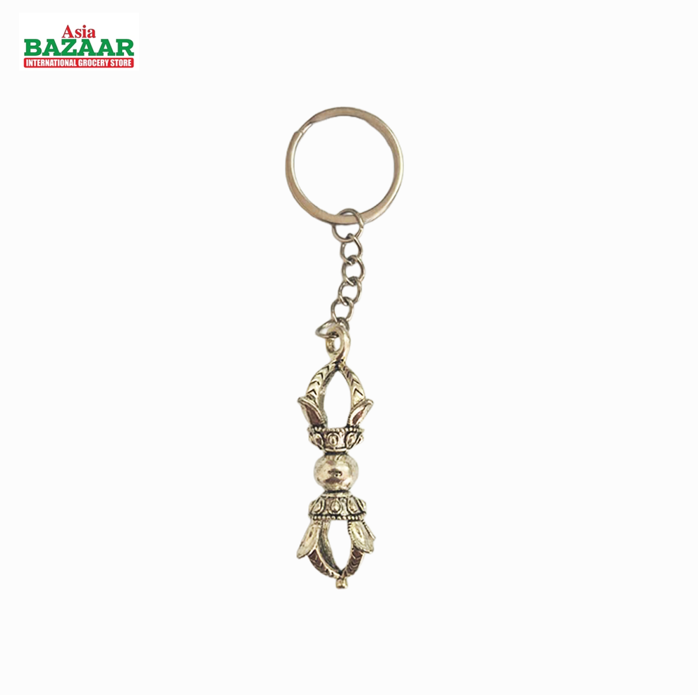 Silver Tibetan Vajra Keychain – Buddhist Symbol Key Ring
